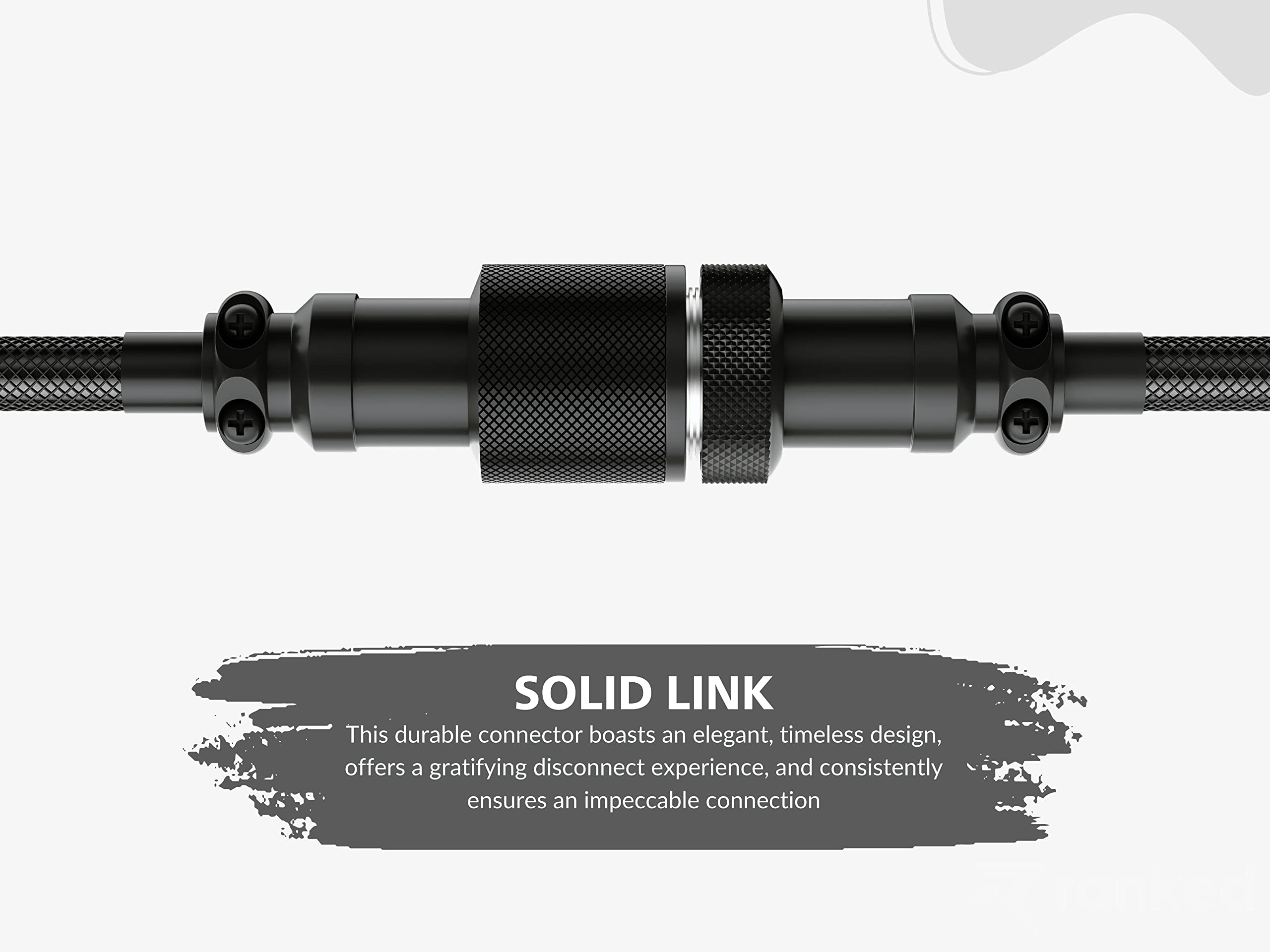 Ranked Coiled Keyboard Cable | Handcrafted Double-Sleeved Braided Cable | USB Type C to A | 5-Pin Aviator Connector for Custom Mechanical Gaming Keyboard | Support Fast Charge 20W (Black) - Image 6