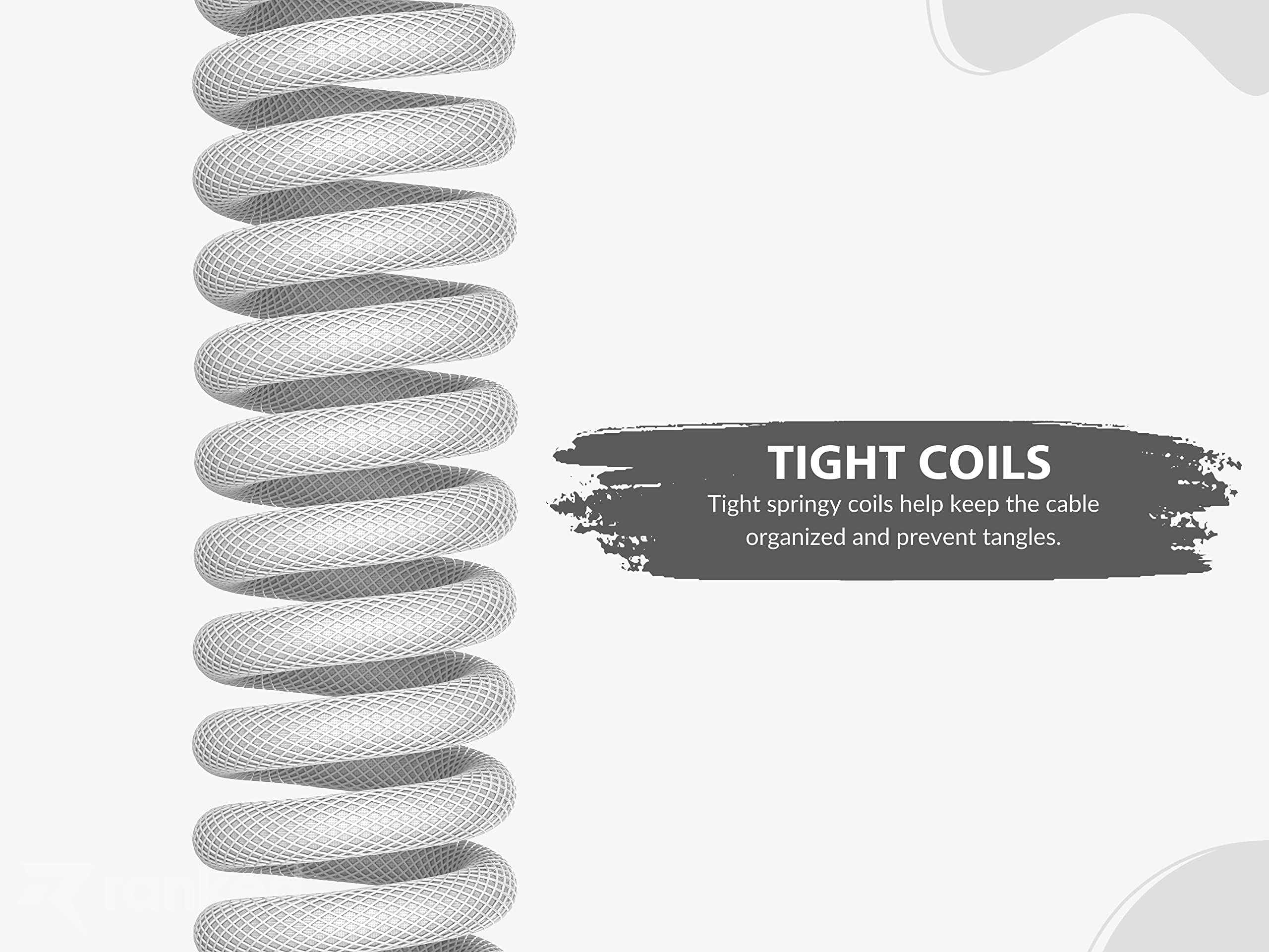 Ranked Coiled Keyboard Cable | Handcrafted Double-Sleeved Braided Cable | USB Type C to A | 5-Pin Aviator Connector for Custom Mechanical Gaming Keyboard | Support Fast Charge 20W (White) - Image 5
