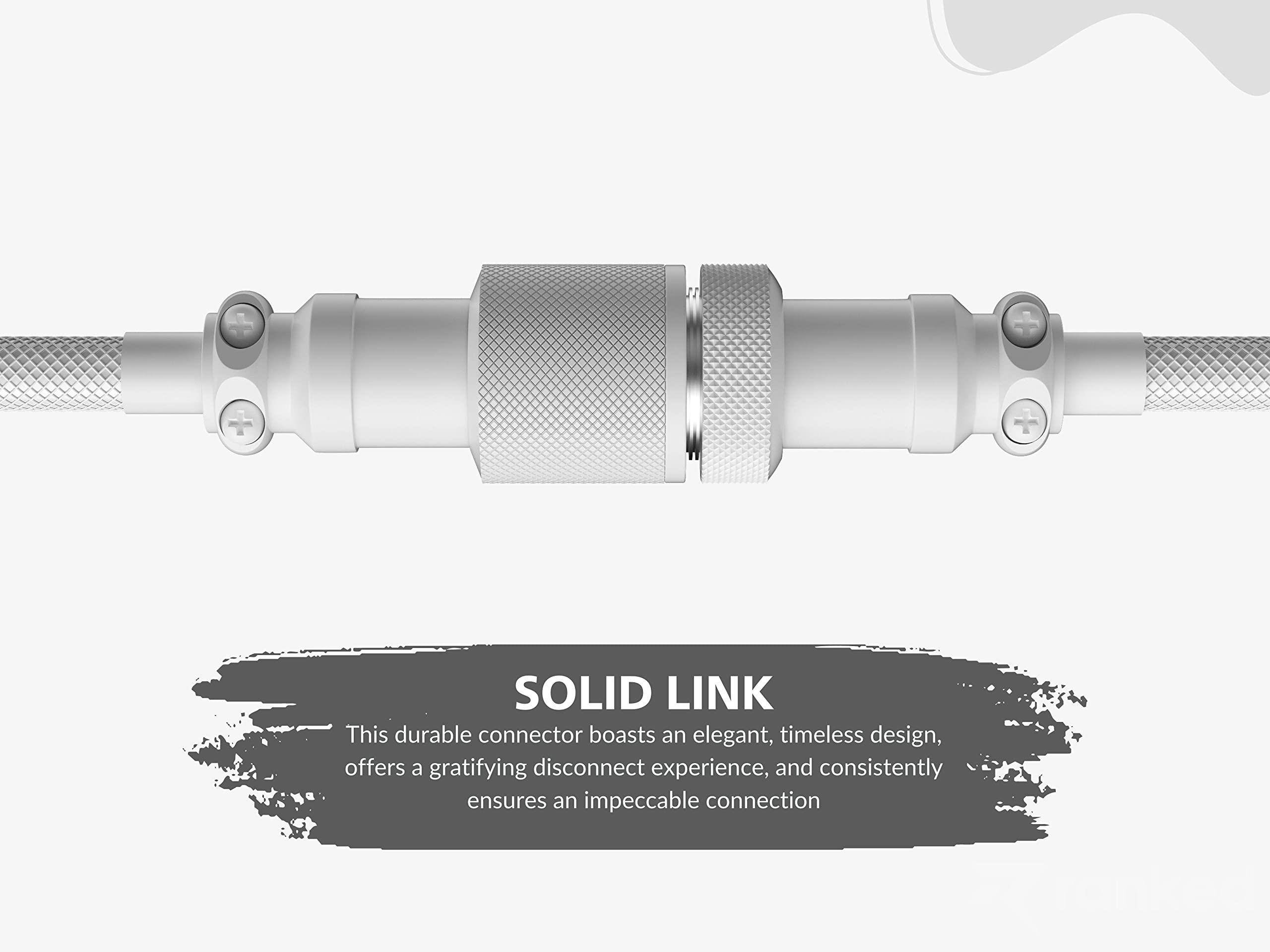 Ranked Coiled Keyboard Cable | Handcrafted Double-Sleeved Braided Cable | USB Type C to A | 5-Pin Aviator Connector for Custom Mechanical Gaming Keyboard | Support Fast Charge 20W (White) - Image 6