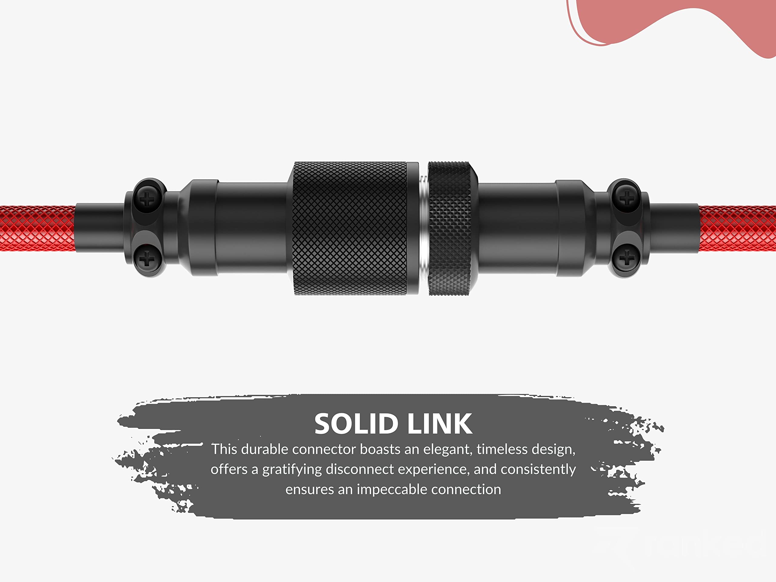 Ranked Coiled Keyboard Cable | Handcrafted Double-Sleeved Braided Cable | USB Type C to A | 5-Pin Aviator Connector for Custom Mechanical Gaming Keyboard | Support Fast Charge 20W (Ponciana Red) - Image 6