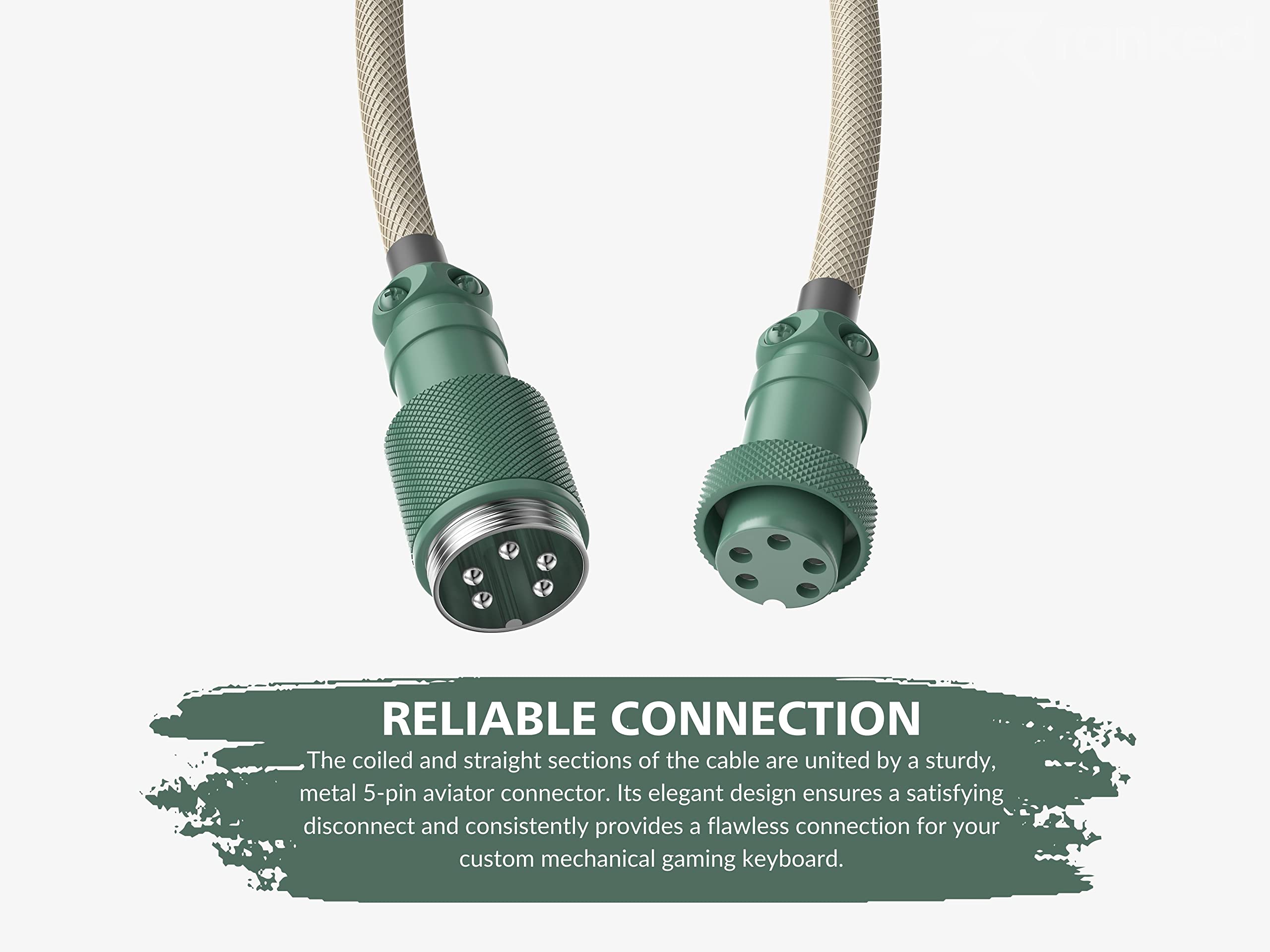 Ranked Coiled Keyboard Cable | Handcrafted Double-Sleeved Braided Cable | USB Type C to A | 5-Pin Aviator Connector for Custom Mechanical Gaming Keyboard | Support Fast Charge 20W (9009) - Image 4