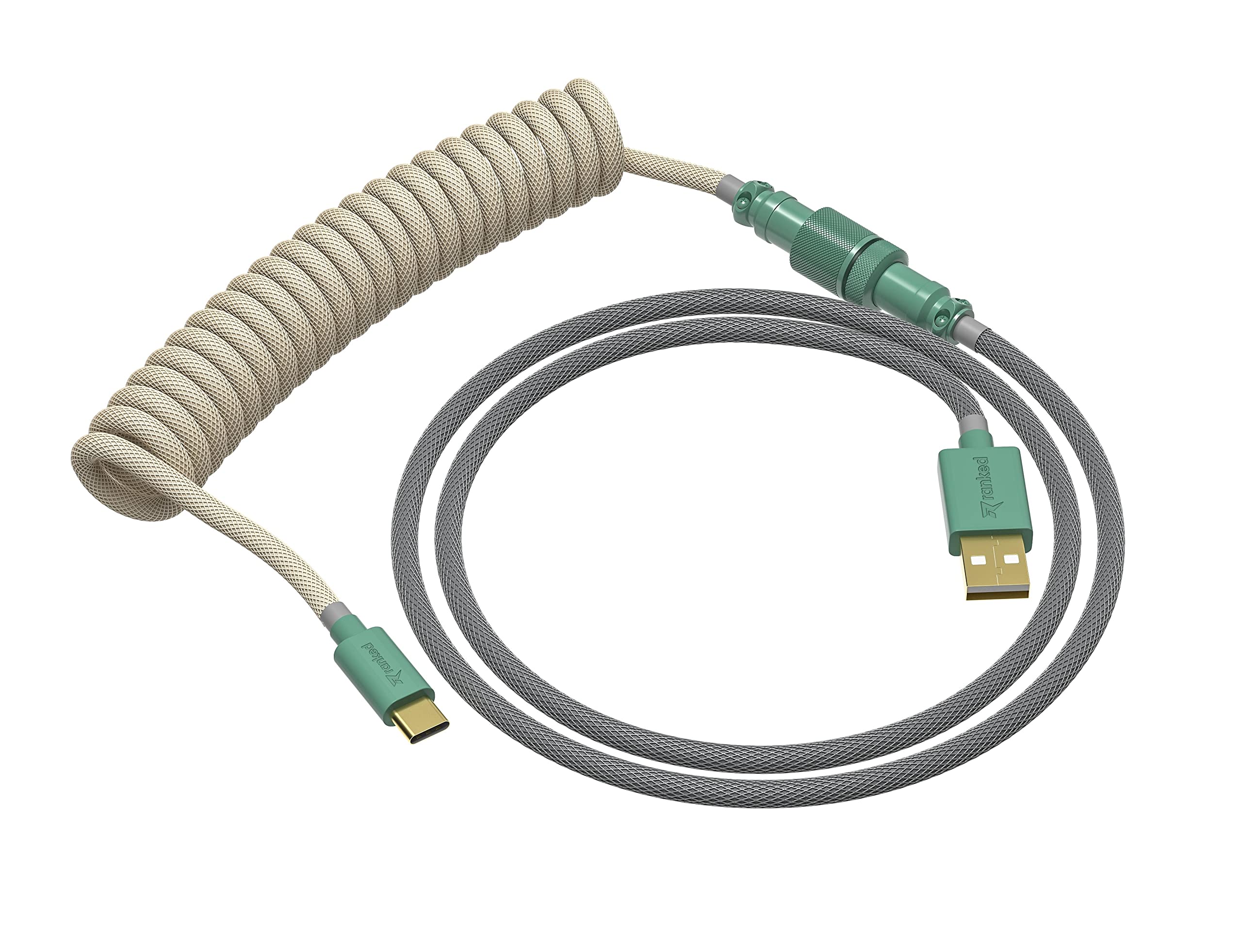 Ranked Coiled Keyboard Cable | Handcrafted Double-Sleeved Braided Cable | USB Type C to A | 5-Pin Aviator Connector for Custom Mechanical Gaming Keyboard | Support Fast Charge 20W (9009) - Image 7