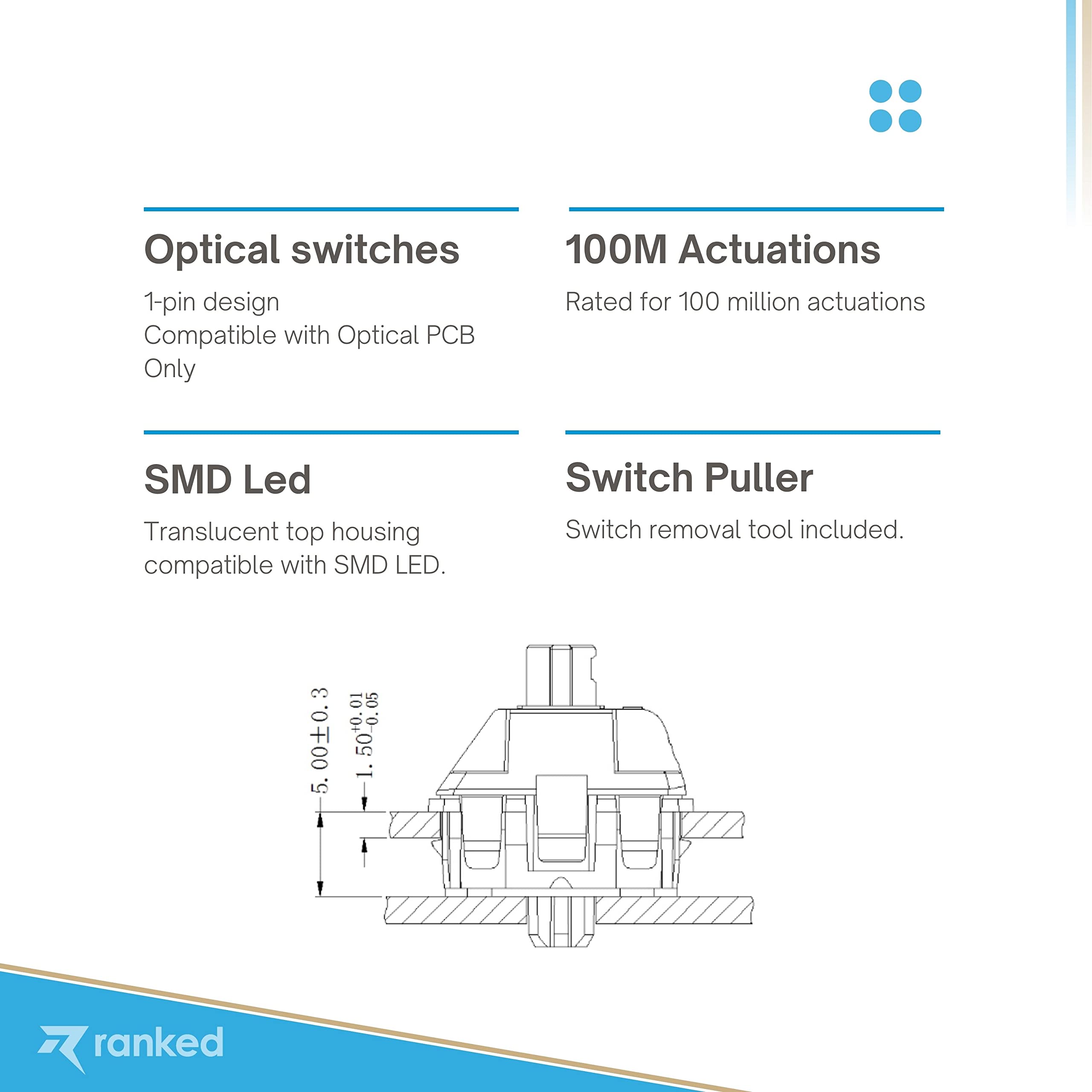 Ranked Gateron ks-15 Optical Key Switches for RGB Mechanical Gaming Keyboards | Plate Mounted (Gateron Optical Brown, 65 Pcs) - Image 5