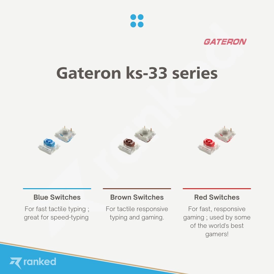 Ranked Gateron Ks-33 Low Profile v2 Key Switches for Mechanical Gaming Keyboards | Plate Mounted (Gateron Blue, 10 Pcs) - Image 4