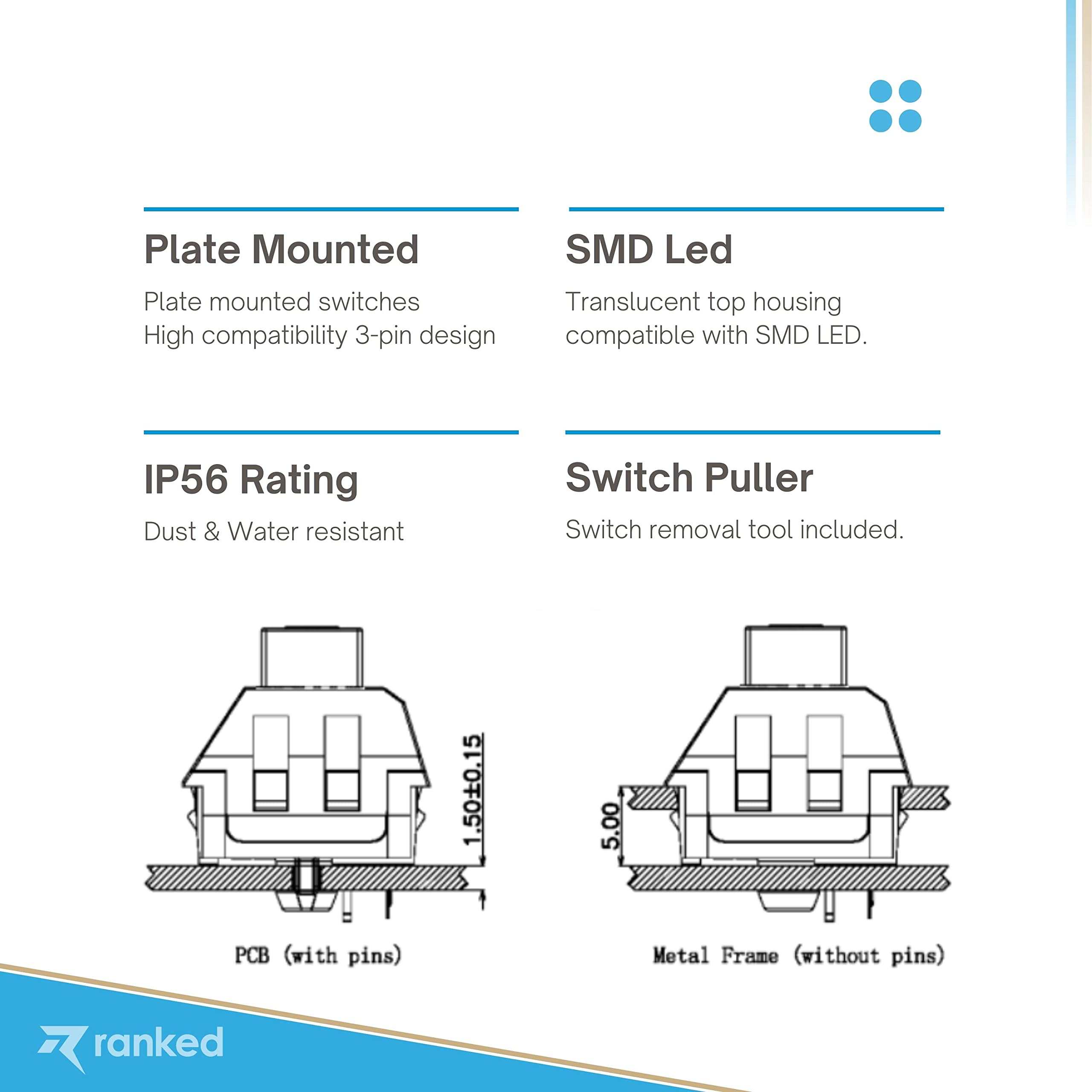 Ranked Kailh Box Key Switches for Mechanical Gaming Keyboards | Plate Mounted (Kailh Box Red 10 Pcs) - Image 5