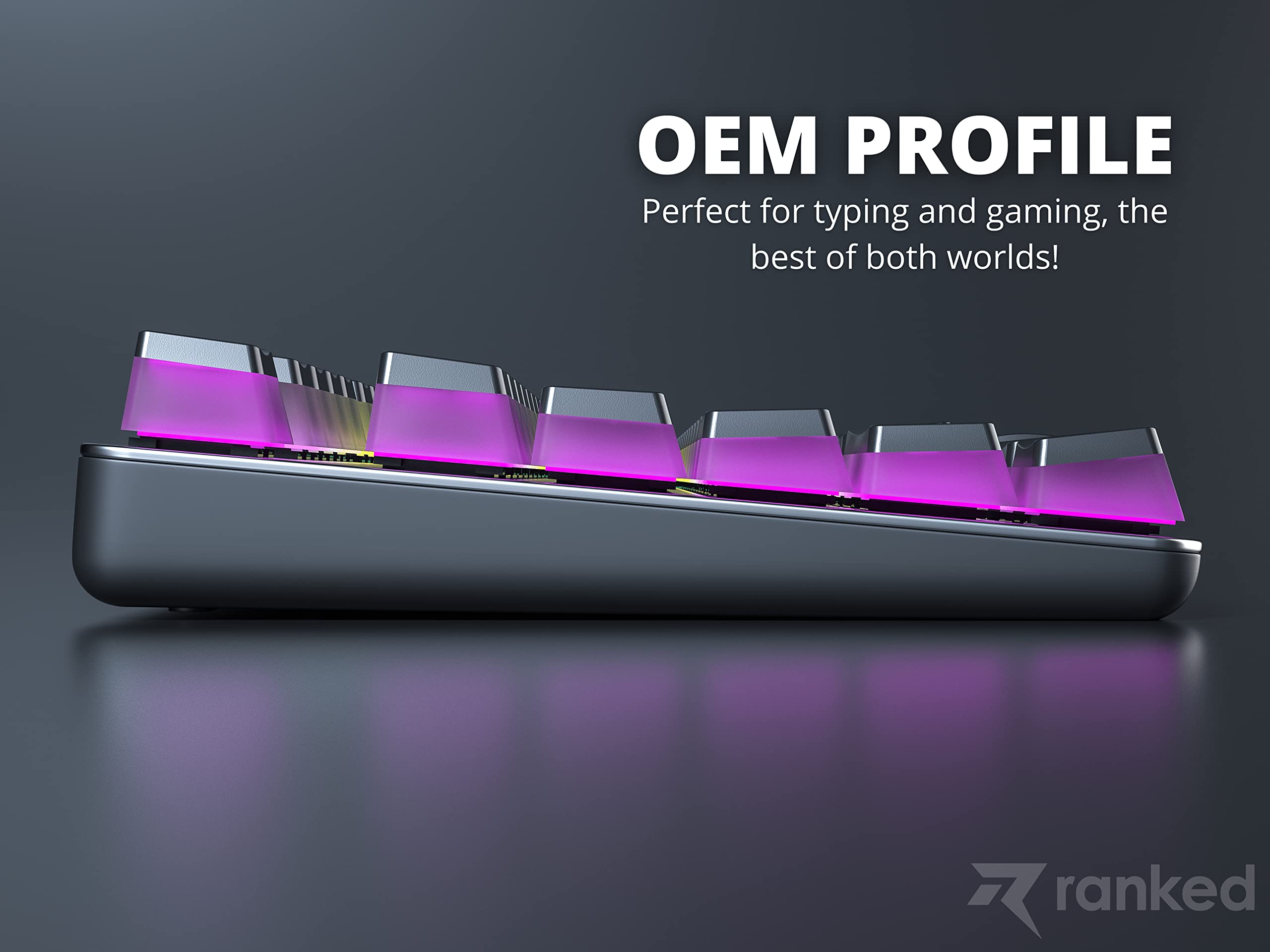 Ranked Pudding PBT Keycaps | 112 Double Shot Translucent ANSI US & ISO Layout | OEM Profile for RGB Mechanical Gaming Keyboard (Black) - Image 6