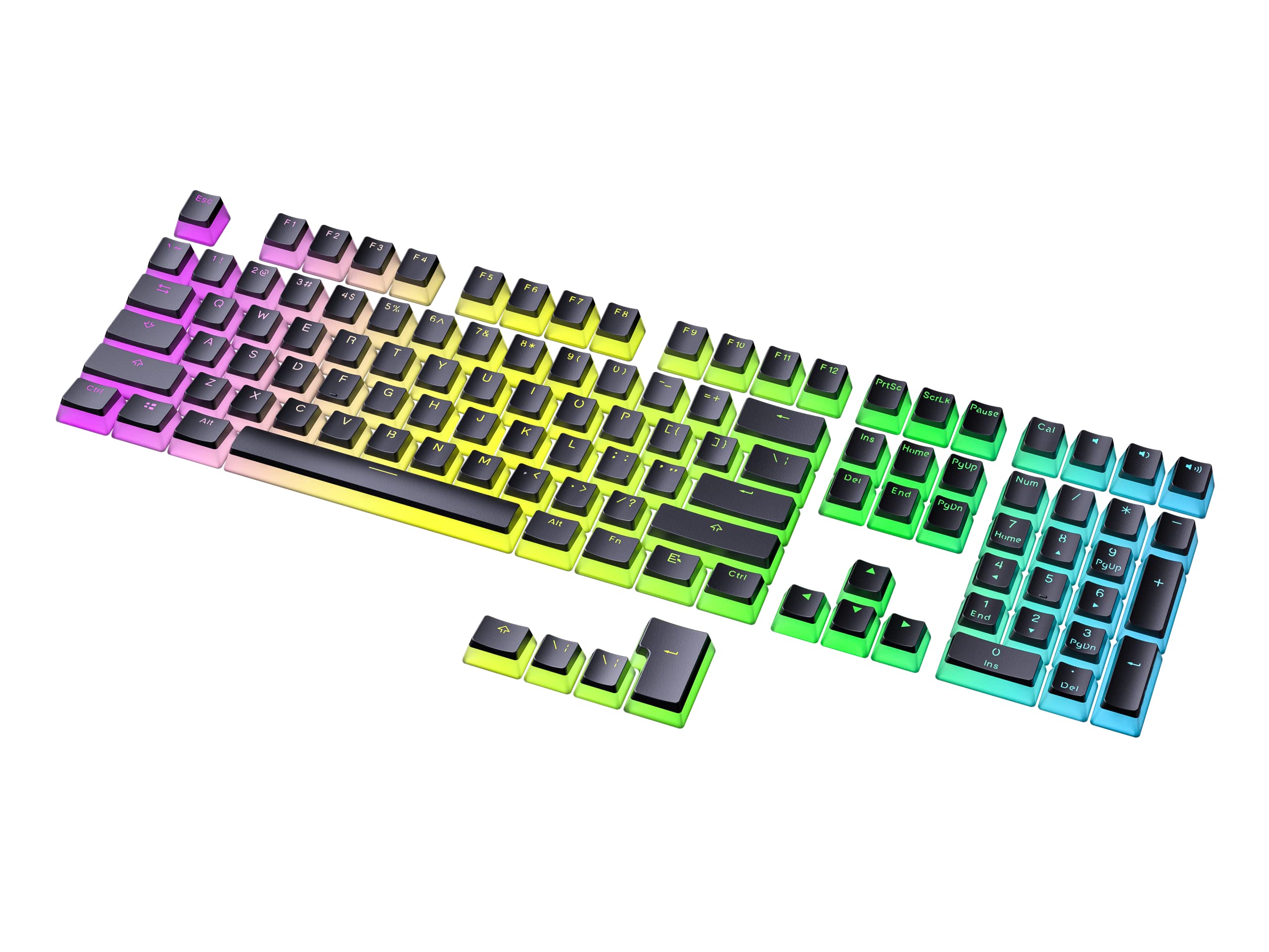 Ranked Pudding PBT Keycaps | 112 Double Shot Translucent ANSI US & ISO Layout | OEM Profile for RGB Mechanical Gaming Keyboard (Black) - Image 8