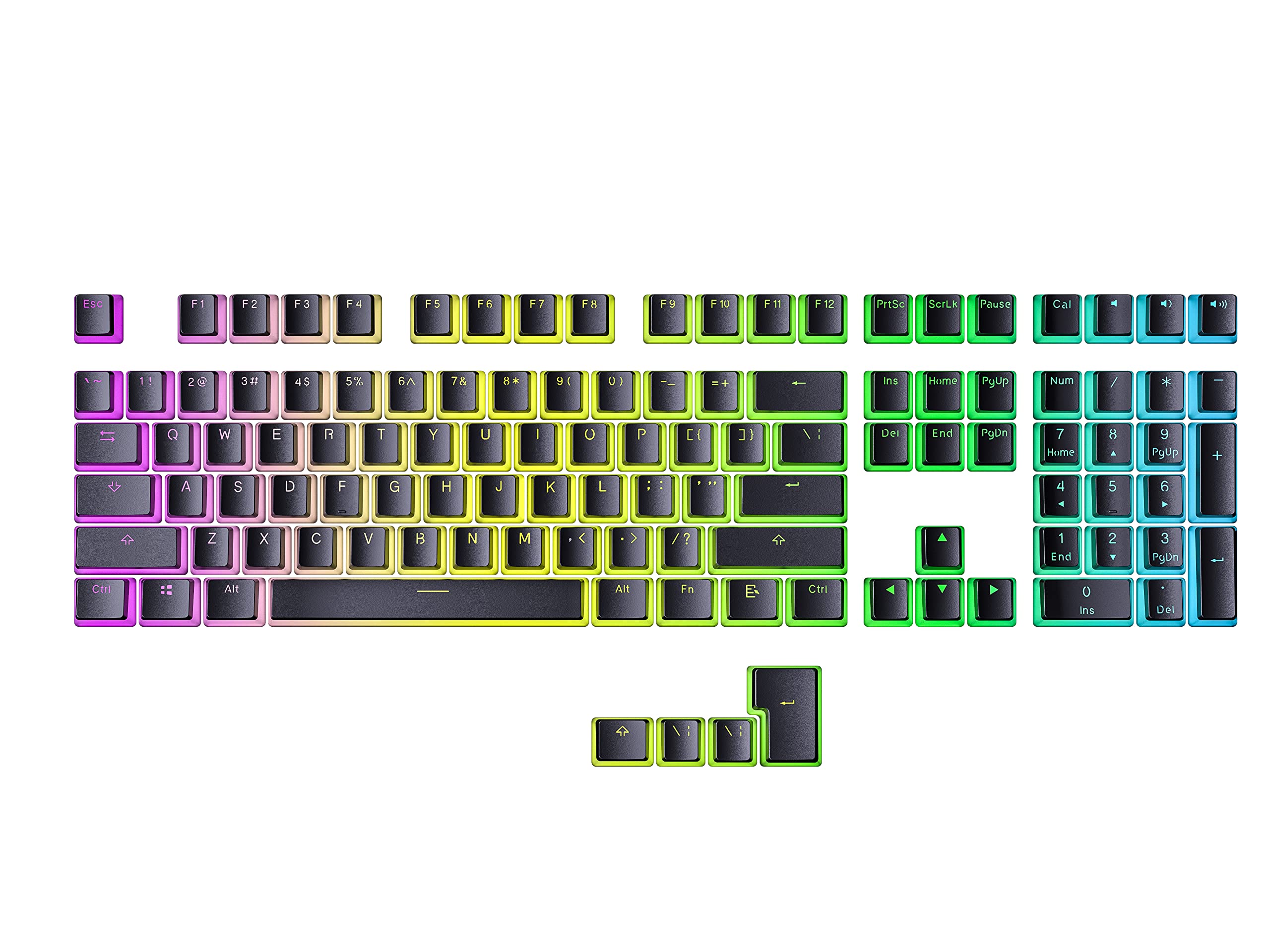 Ranked Pudding PBT Keycaps | 112 Double Shot Translucent ANSI US & ISO Layout | OEM Profile for RGB Mechanical Gaming Keyboard (Black) - Image 9