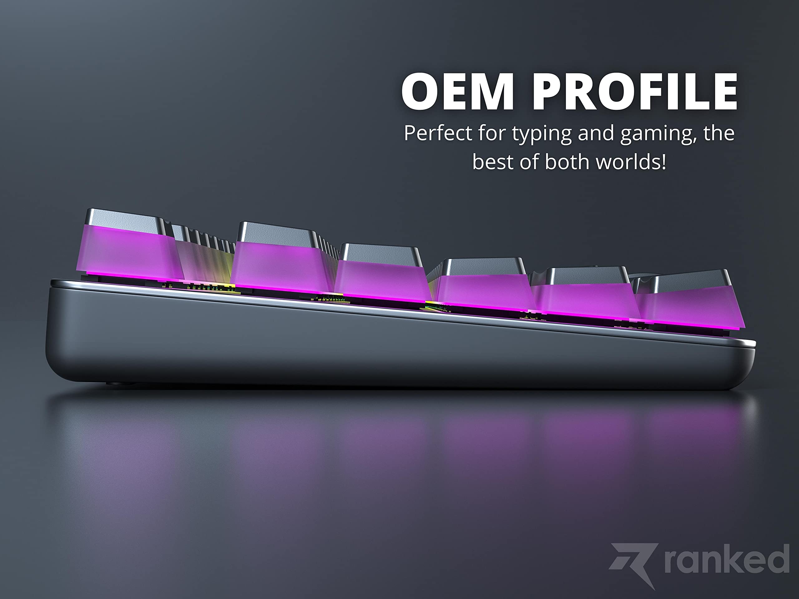 Ranked Pudding v2 PBT Keycaps | 145 Double Shot Translucent ANSI US & ISO Layout | OEM Profile for Full Size, TKL, 75%, 65% and 60% RGB Mechanical Gaming Keyboard (Black) - Image 6