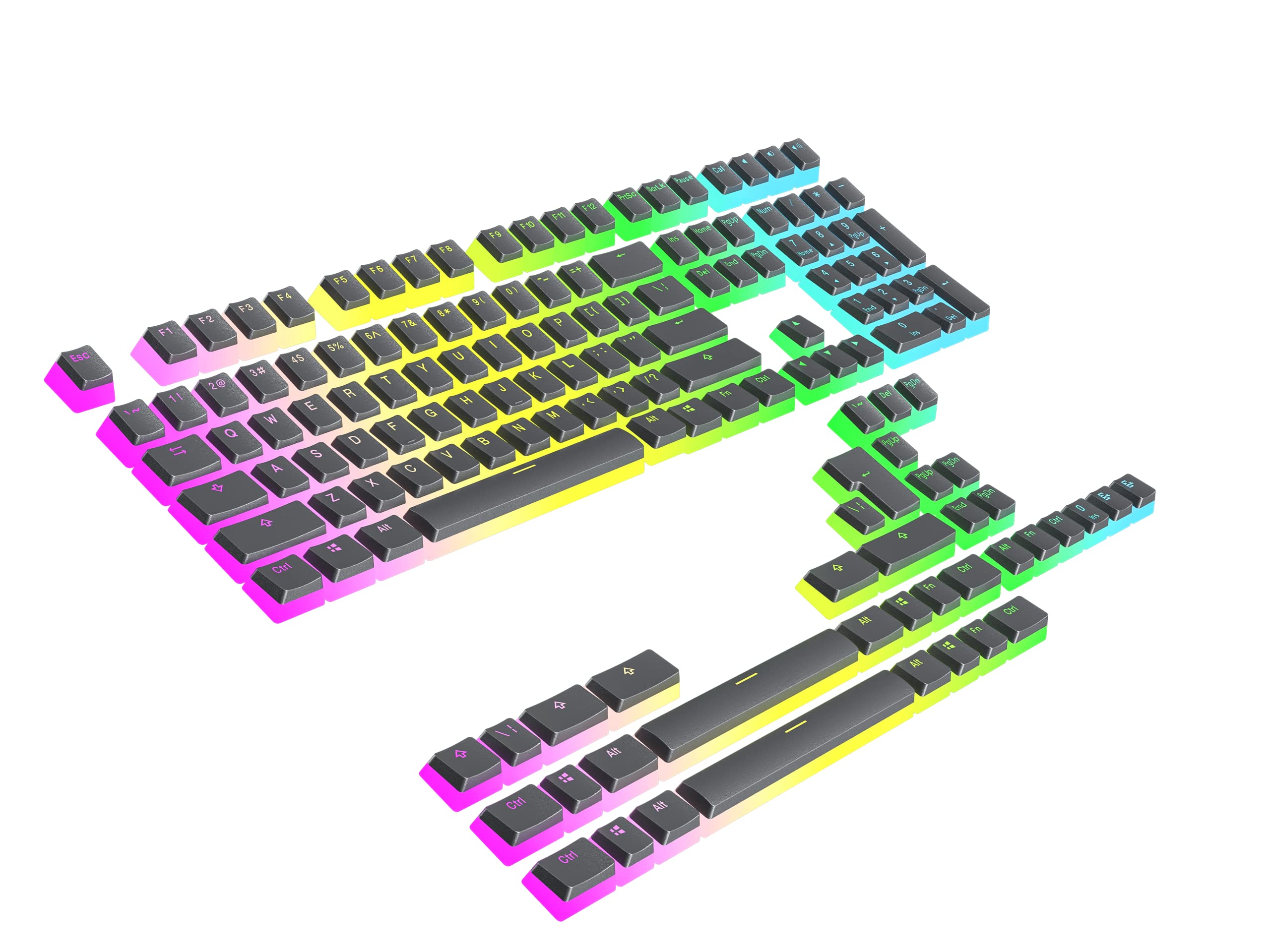 Ranked Pudding v2 PBT Keycaps | 145 Double Shot Translucent ANSI US & ISO Layout | OEM Profile for Full Size, TKL, 75%, 65% and 60% RGB Mechanical Gaming Keyboard (Black) - Image 8