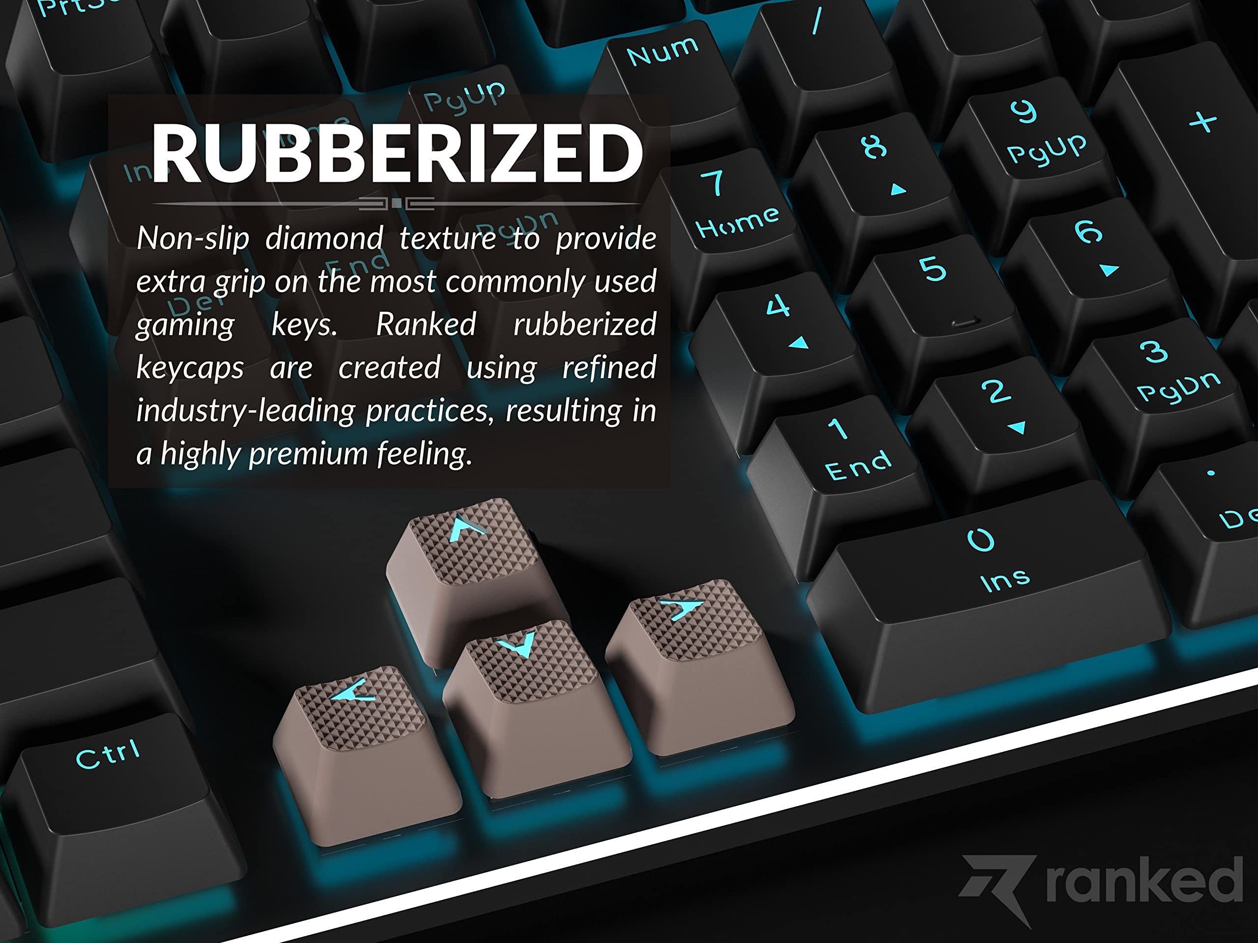 Ranked Rubber Keycap Set | Double Shot Translucent | OEM Profile for Mechanical Gaming Keyboard (Coffee Quartz, 23 Keys) - Image 3